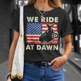 Lawn-Mower We Ride At Dawn Lawn Mowing Dad Gardening T-Shirt Gifts for Her