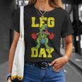 Leg Day Dinosaur Weight Lifter Barbell Training Squat T-Shirt Gifts for Her