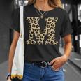 Leopard Cheetah Print Letter M Initial Rustic Monogram T-Shirt Gifts for Her