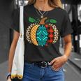 Leopard Print Pumpkin Plaid Aztec Southwest Teal Pumpkin T-Shirt Gifts for Her