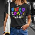 Let The Games Begin Orange Yellow Red Blue Field Day Teacher T-Shirt Gifts for Her