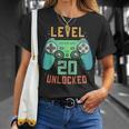 Level 20 Unlocked 20Th Birthday Gamer 20 Year Old Male T-Shirt Gifts for Her