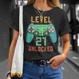 Level 21 Unlocked 21St Birthday Gamer 21 Year Old Male T-Shirt Gifts for Her