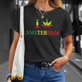 I Love Amsterdam Hemp Leaf Reggae Kiffer T-Shirt Geschenke für Sie