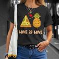 Love Is Love Cute Pride Pineapple Pizza Food Pun T-Shirt Gifts for Her