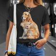I Love Dad Patriotic Golden Retriever Canine Dog Lover T-Shirt Gifts for Her