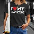 I Love My Hot Autistic Boyfriend Heart Autism Awareness T-Shirt Gifts for Her