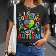 I Love Someone With Autism Awareness Heart Puzzle Pieces T-Shirt Gifts for Her
