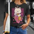 Lucky And Cute Japanese Lucky Cat Maneki Neko Good Luck Cat T-Shirt Gifts for Her