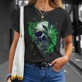 Marijuana Skull Smoke Weed Cannabis 420 Pot Leaf Sugar Skull T-Shirt Gifts for Her