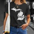 Michigan Love Mi Home State Pride Distressed T-Shirt Gifts for Her