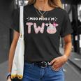 Moo Moo I'm Two 2Nd Birthday Outfit Cow Farm Animals Lover T-Shirt Gifts for Her