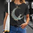 Mystical Aesthetic Cat Sitting On Crescent Moon Lunar Cat T-Shirt Gifts for Her
