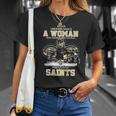 Never Underestimate A Woman Who Understands Football And Loves Saints T-Shirt Gifts for Her