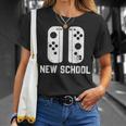 New School Old School Gamer Dad Son Matching Father's Day T-Shirt Gifts for Her