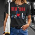New York City Nyc Ny Skyline Statue Of Liberty Heart T-Shirt Gifts for Her