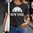 New York City Skyline Downtown Cityscape Baseball Sports Fan T-Shirt Gifts for Her