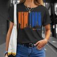 New York Orange & Blue Skyline Vintage Silhouette T-Shirt Gifts for Her