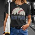 New York Retro Baseball Lover Met At Game Day T-Shirt Gifts for Her