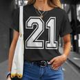 Number 21 Varsity Sports Team Jersey 21St Birthday 21 Years T-Shirt Gifts for Her