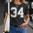 Number 34 Baseball Football Soccer Birthday T-Shirt Gifts for Her