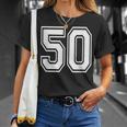 Number 50 Birthday Varsity Sports Team Jersey T-Shirt Gifts for Her