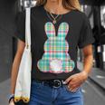 Plaid Pastel Multi Color Gingham Check Easter Bunny T-Shirt Gifts for Her