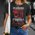 Plumbers We Finish What Your Husband Started Plumbing Piping Pipes Repair Gif T-Shirt Gifts for Her