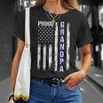 Proud Grandpa American Flag Thin Blue Line Police On Back T-Shirt Gifts for Her