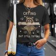 Raccoon Crying But Still Trying Meme Mental Health T-Shirt Gifts for Her