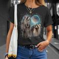 Raccoon 3 Racoons Howling At Moon Weird Cursed T-Shirt Gifts for Her