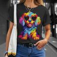 Rainbow Cute Dog Wearing Glasses Heart Puppy Love Dog T-Shirt Gifts for Her