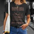 Raising Hell With The Hippies And Cowboys Western Cowgirl T-Shirt Gifts for Her