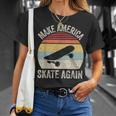 Retro Make America Skate Again Skateboard Skateboarding T-Shirt Gifts for Her