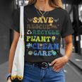 Retro Earth Day Save Bees Rescue Animals Recycle Plastics T-Shirt Gifts for Her