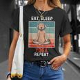 Retro Labrador Dog Eat Sleep Yoga Repeat Vintage Yoga T-Shirt Gifts for Her