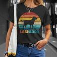 Retro Labrador Silhouette T-Shirt im Sonnenuntergang Design Geschenke für Sie