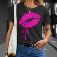 Rosa Lippen Kuss 80er Jahre Lippenstift Make-Up Liebhaber T-Shirt Geschenke für Sie