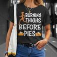 Running Burning Thighs Before Pies Runner Thanksgiving T-Shirt Gifts for Her