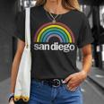 San Diego Rainbow 70'S 80'S Style Retro Gay Pride California T-Shirt Gifts for Her