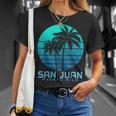 San Juan Puerto Rico Vintage Palm Trees Beach Souvenir Pride T-Shirt Gifts for Her