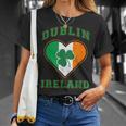 Shamrock Clover In Dublin Ireland Flag In Heart Shaped T-Shirt Gifts for Her