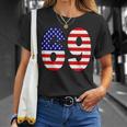 Sports Number 69 Sixty Nine With Usa Flag T-Shirt Gifts for Her