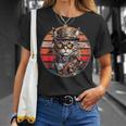 Steampunk Cat Retro Sunset Glasses Hat And Watches T-Shirt Geschenke für Sie