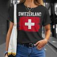 Switzerland Footballintage Soccer Team Pride Swiss Flag Camiseta unisex Regalos para ella