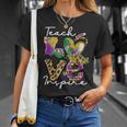 Teacher Mardi Gras Teach Love Inspire Carnival Beads Leopard T-Shirt Gifts for Her