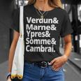 History Lovers Batallas De La Primera Guerra Mundial Historiador Camiseta unisex Regalos para ella