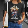 Total Solar Eclipse 2024 Frenchie Bulldog Dad Usa Flag T-Shirt Gifts for Her