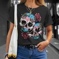 Transgender Pride Trans Flag Skull Roses Subtle Lgbtq T-Shirt Gifts for Her