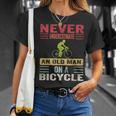 Never Underestimate An Old Man On A Bicycle Cycling Retro T-Shirt Gifts for Her